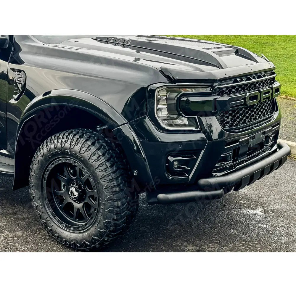 V2 Black Powder Coat Front Spoiler Bar For Ford Ranger T9 2023 On Double Deck