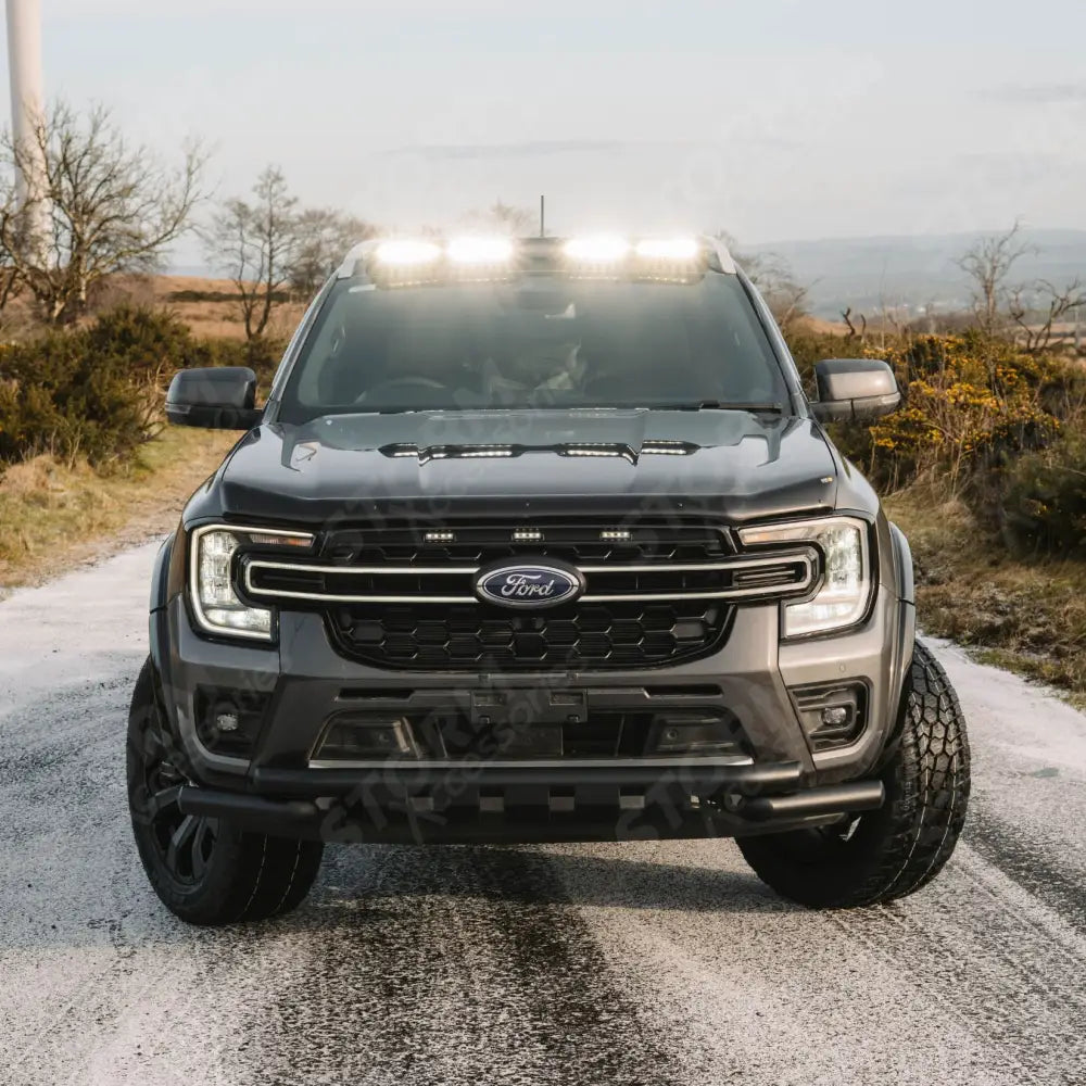 V2 Black Powder Coat Front Spoiler Bar For Ford Ranger T9 2023 On Double Deck