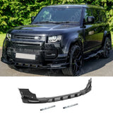 V2 Front Bumper Splitter With Led's In Gloss Black For Land Rover Defender L663 2020 On