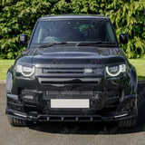 V2 Front Bumper Splitter With Led's In Gloss Black For Land Rover Defender L663 2020 On