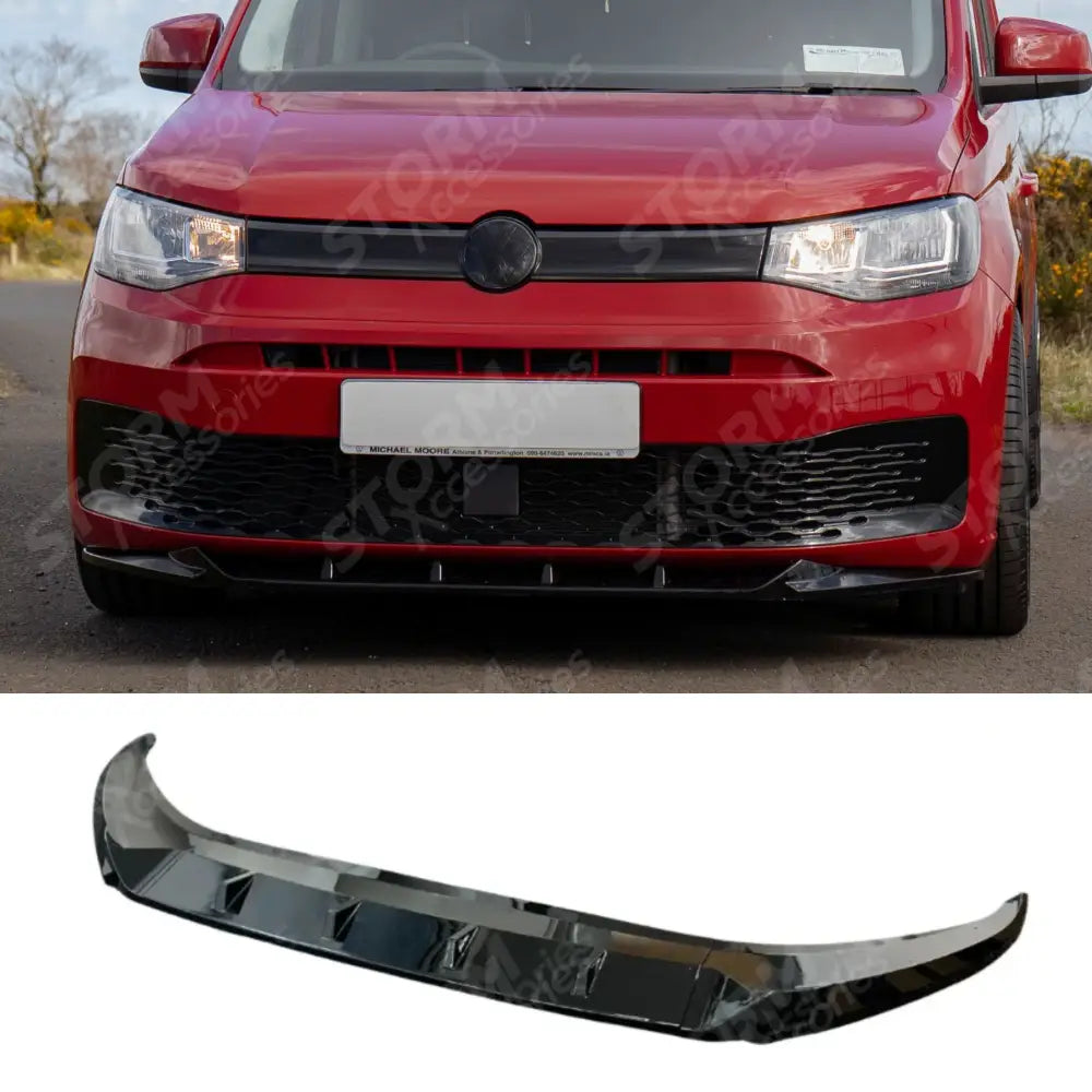 V2 Front Splitter Gloss Black For Vw Caddy 2021 On