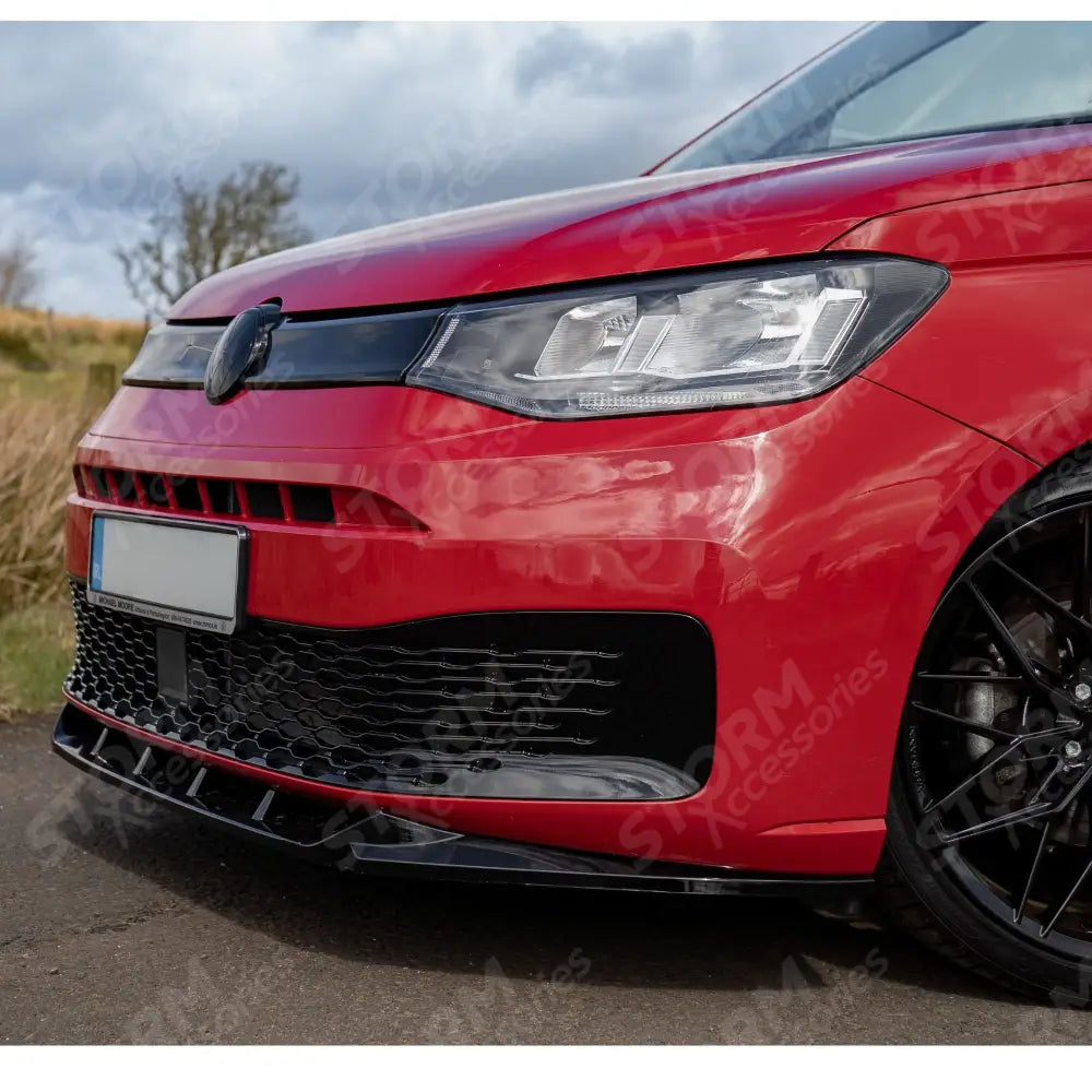 V2 Front Splitter Gloss Black For Vw Caddy 2021 On