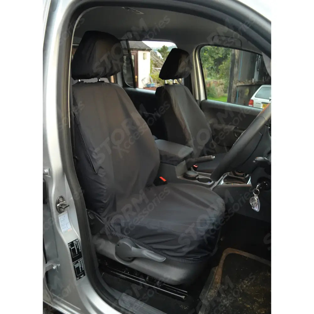 V6 Front Seat Covers In Black For VW Amarok Double Cab 2016 On