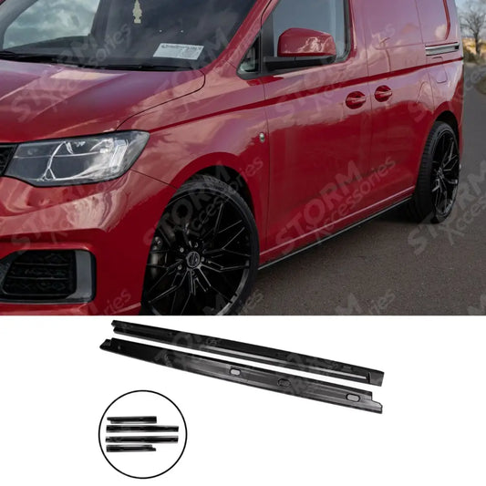 Volkswagen Caddy Mk5 2021+side Skirt Splitters Pair In Gloss Black