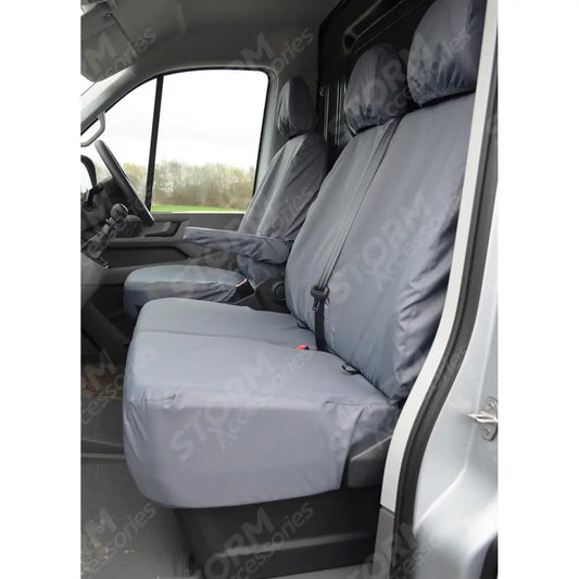 Volkswagen Crafter 2010-2017 Driver And Front Double Passenger With Worktray Seat Covers - Grey