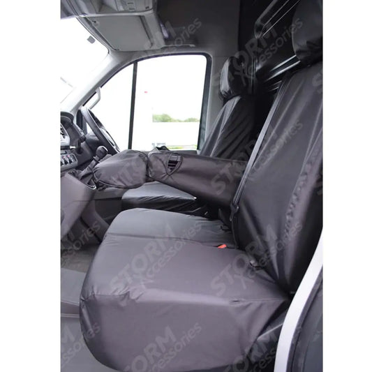 Volkswagen Crafter 2017 On Driver And Front Double Passenger Seat Covers - Folding - Black
