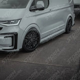 Volkswagen Transporter LWB T7 2025 on Trapezoid Side Bars In Gloss Black
