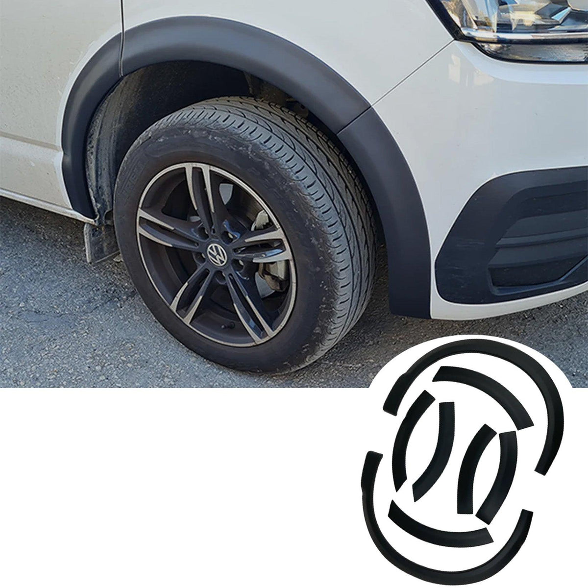 Volkswagen Transporter T6.1 2019-2021 Wheel Arch Trims Gloss Black (8pcs)