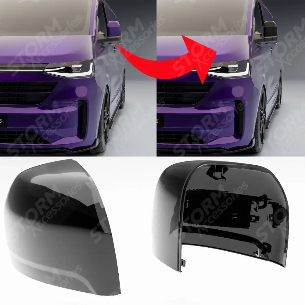 Volkswagen Transporter T7 2025+ Mirror Cap Replacement Covers In Gloss Black