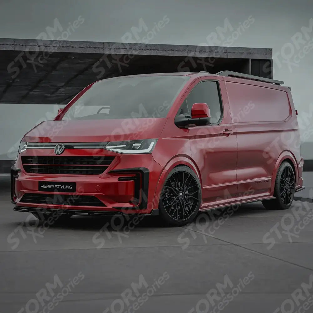 Volkswagen Transporter T7 2025 on Front Splitter Lip In Gloss Black
