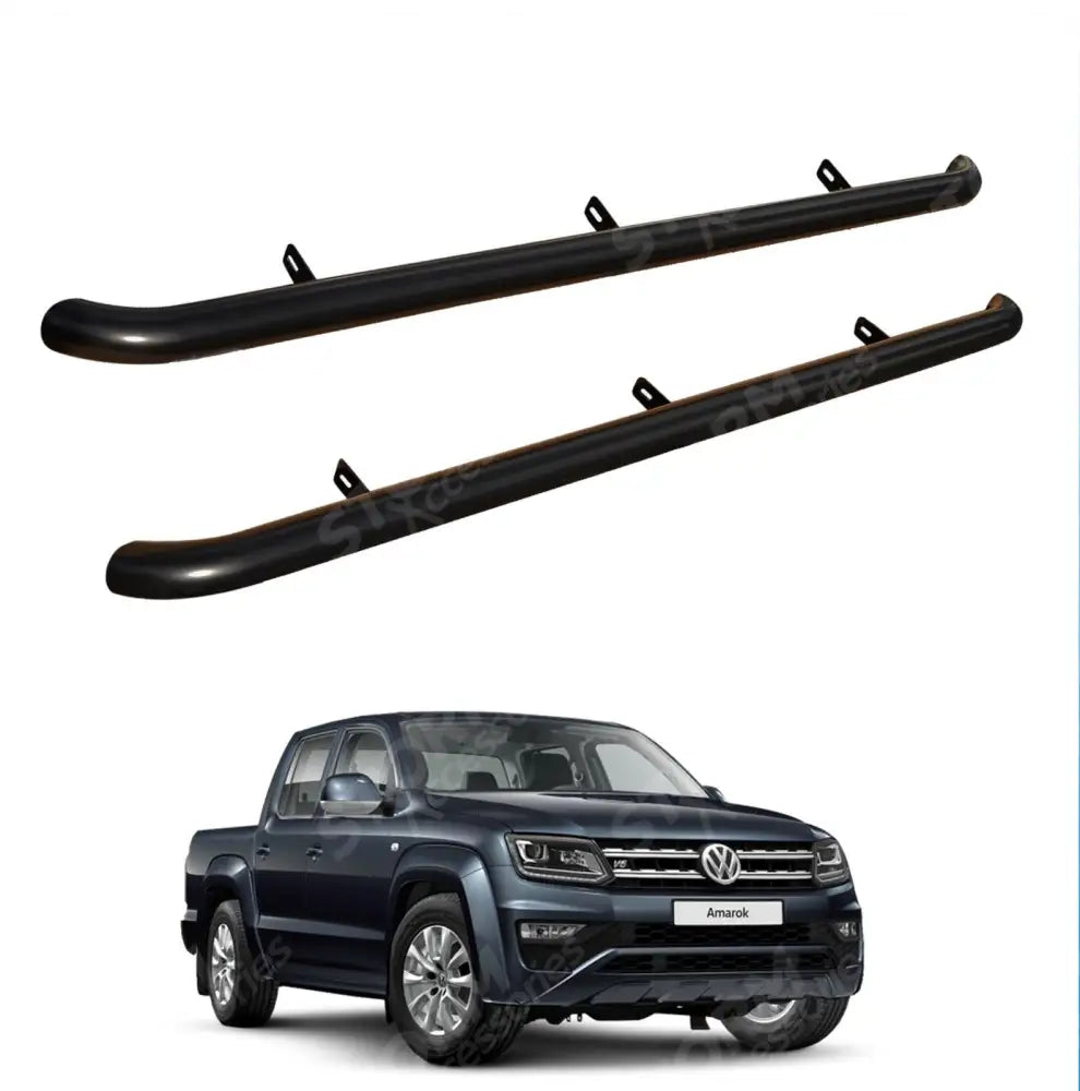Vw Amarok 2010-2022 - Stx Curved Side Bars Steps - 70mm - Matte Black