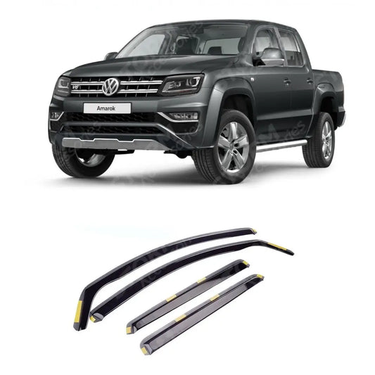 Vw Amarok 2010-2022 - Stx Wind Deflectors - 4 Pcs Set - Internal Fit - Dark Smoke - W139