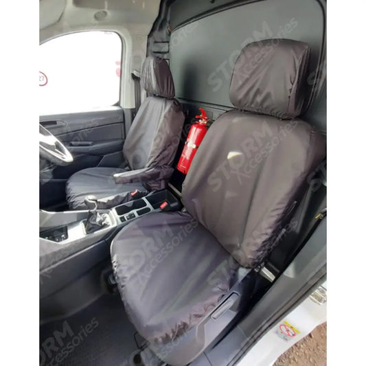Vw Caddy 2021 On Front Driver And Passenger Seat Covers - Black