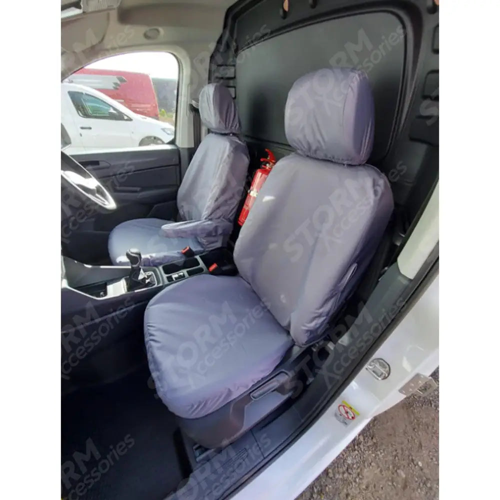 Vw Caddy 2021 On Front Driver And Passenger Seat Covers - Grey