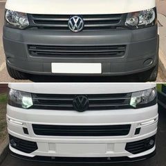 VW T5 TRANSPORTER 2010-2015 LOWER SPORTLINE STYLE FRONT SPLITTER WITH FOG LIGHT PODS - Storm Xccessories2