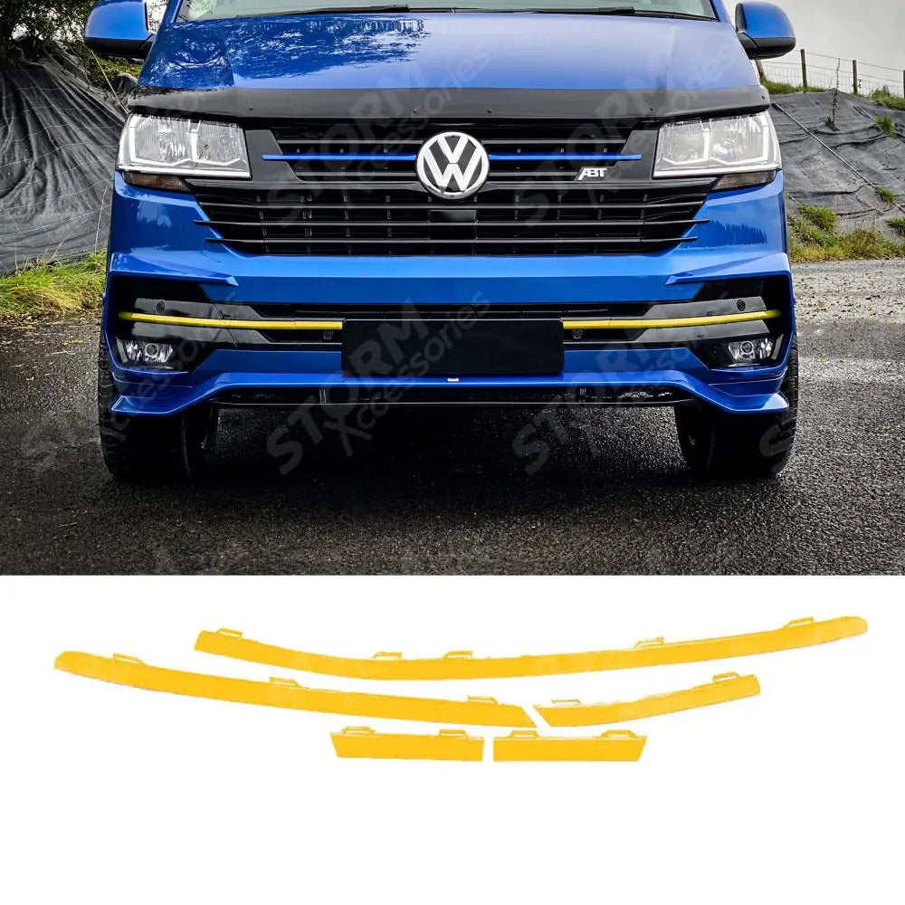 Vw T6.1 2019 - 2024 Transporter Front Bumper Lower 5pcs Grille Trim Inserts Choose Colour Yellow