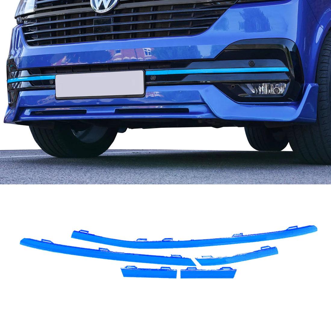 Vw T6.1 2019 On Transporter Front Bumper Lower 5pcs Grille Trim Inserts Choose Colour Blue