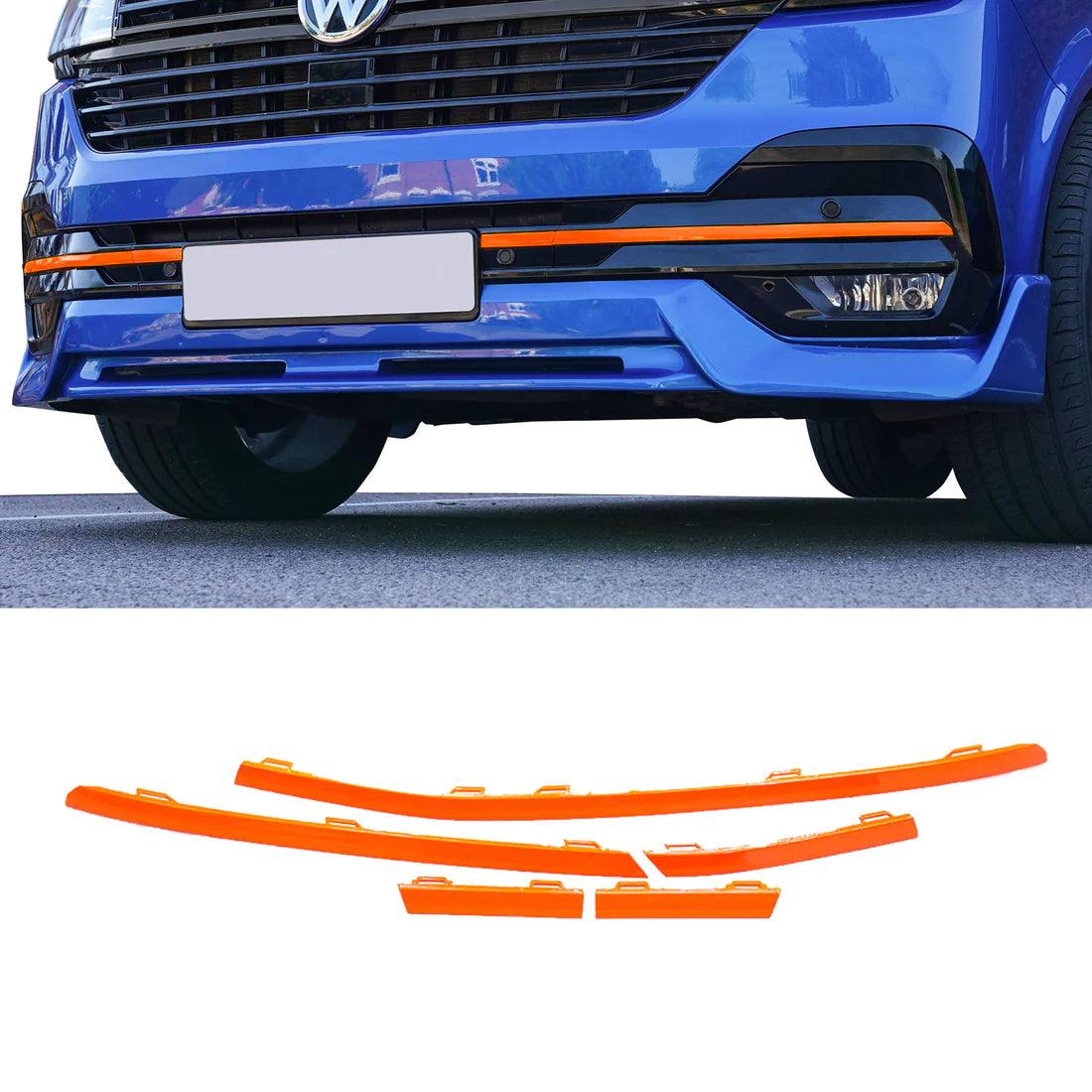 Vw T6.1 2019 On Transporter Front Bumper Lower 5pcs Grille Trim Inserts Choose Colour Orange