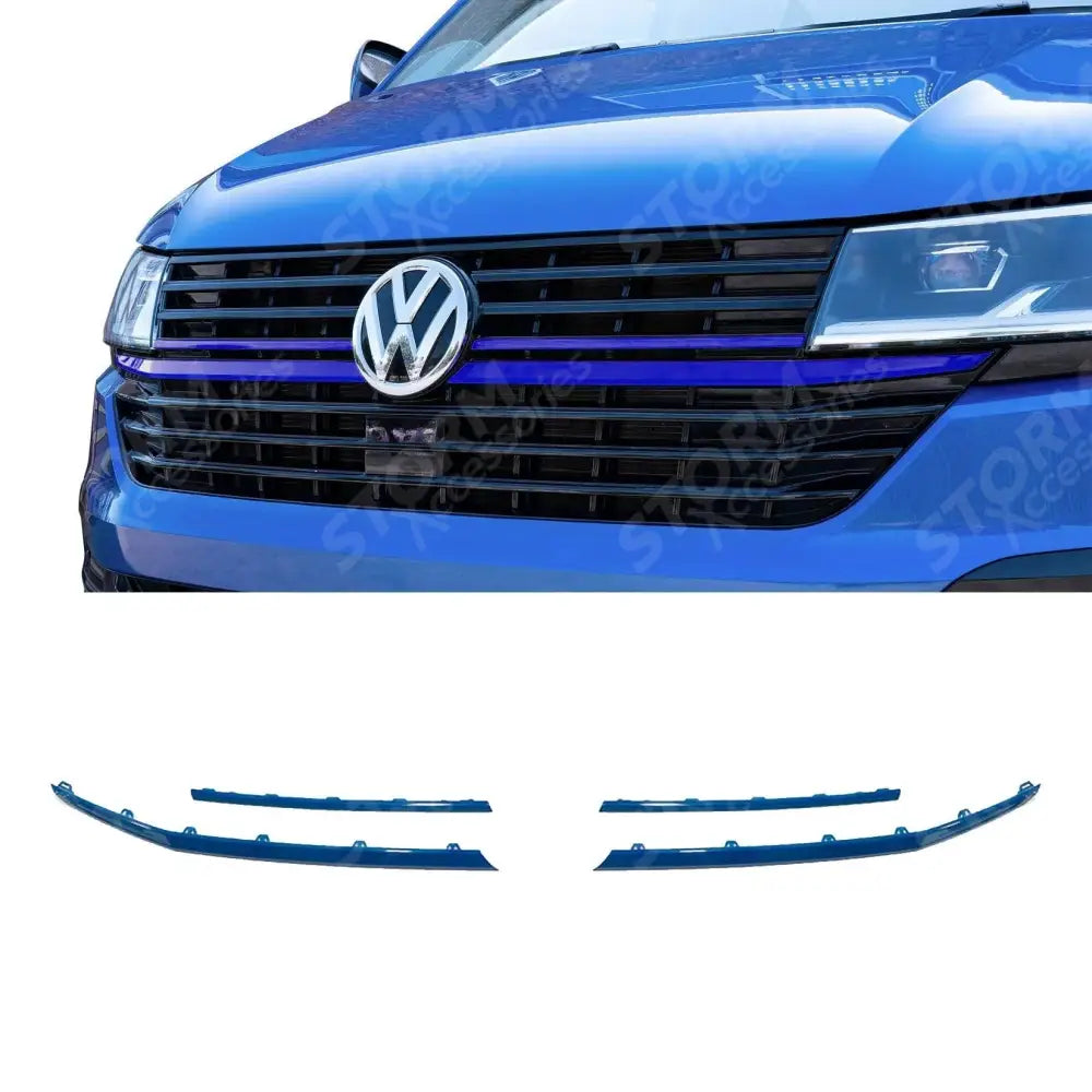 Vw T6.1 Transporter Front Radiator Badged Grille Upper Lower Clip In Trim Choose Colour Blue