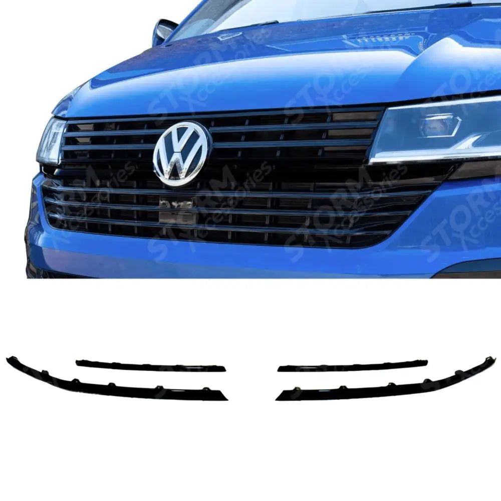 Vw T6.1 Transporter Front Radiator Badged Grille Upper Lower Clip In Trim Choose Colour Gloss Black