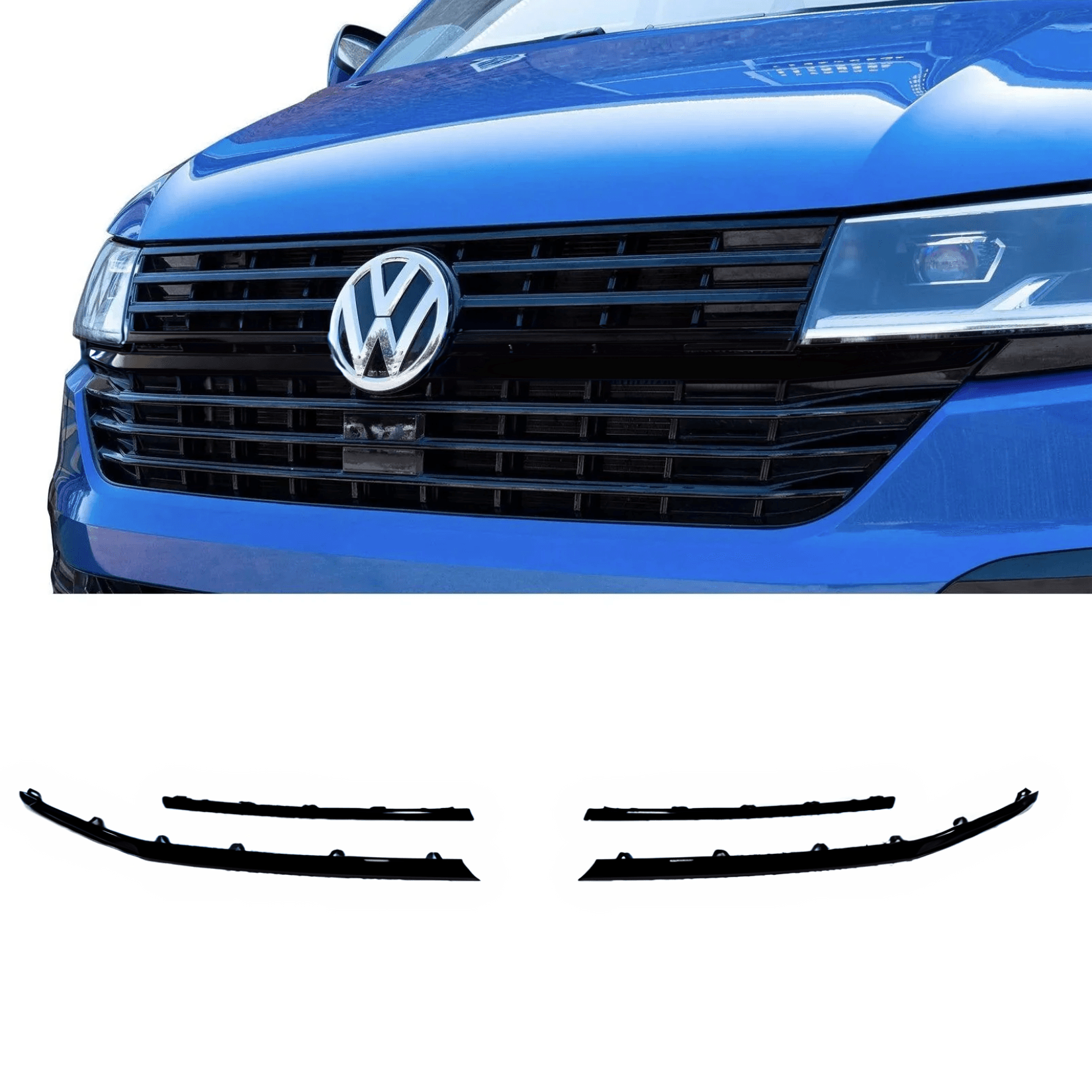 VW T6.1 TRANSPORTER FRONT RADIATOR BADGED GRILLE UPPER LOWER CLIP IN TRIM CHOOSE COLOUR - Storm Xccessories
