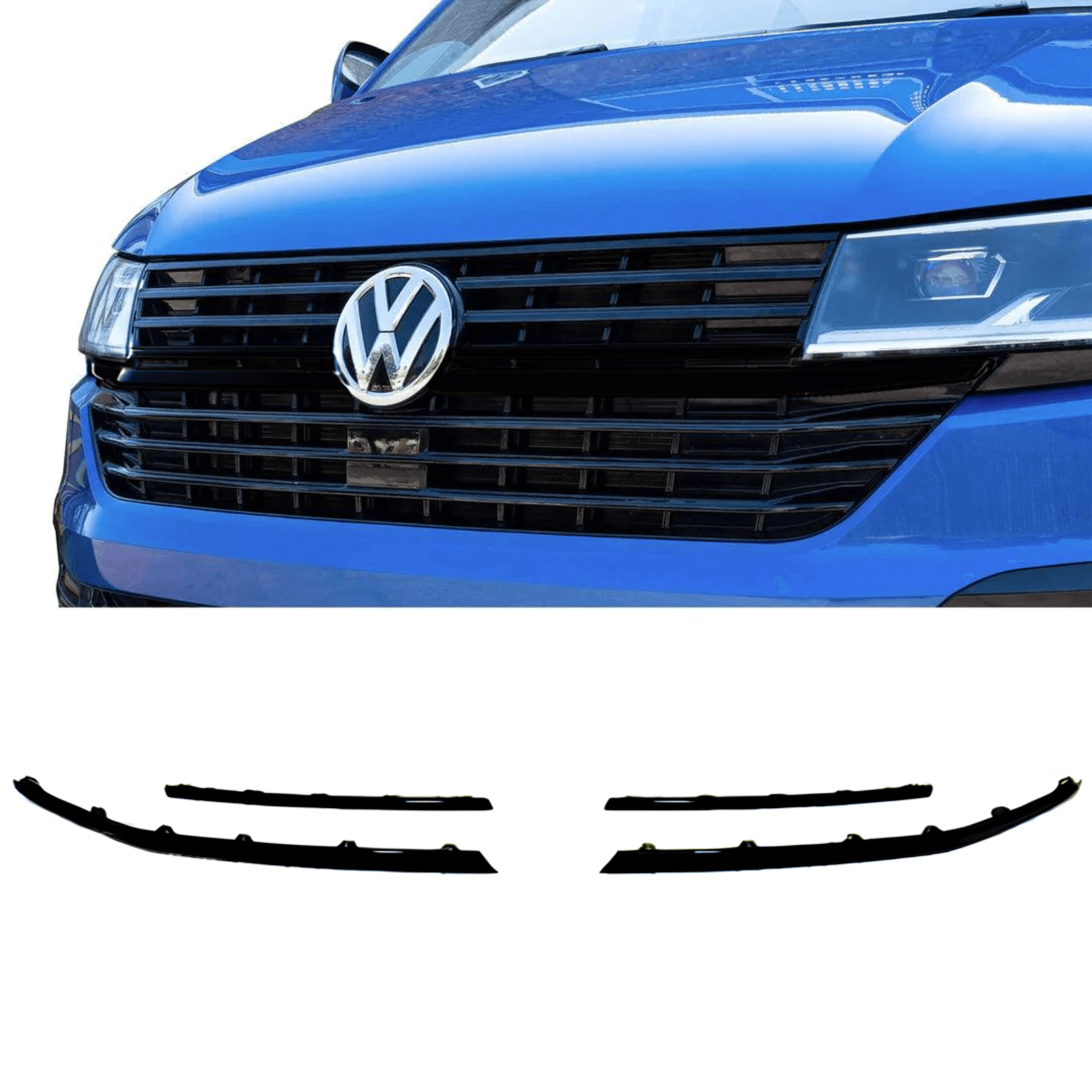 Vw T6.1 Transporter Front Radiator Badged Grille Upper Lower Clip In Trim Choose Colour Gloss Black