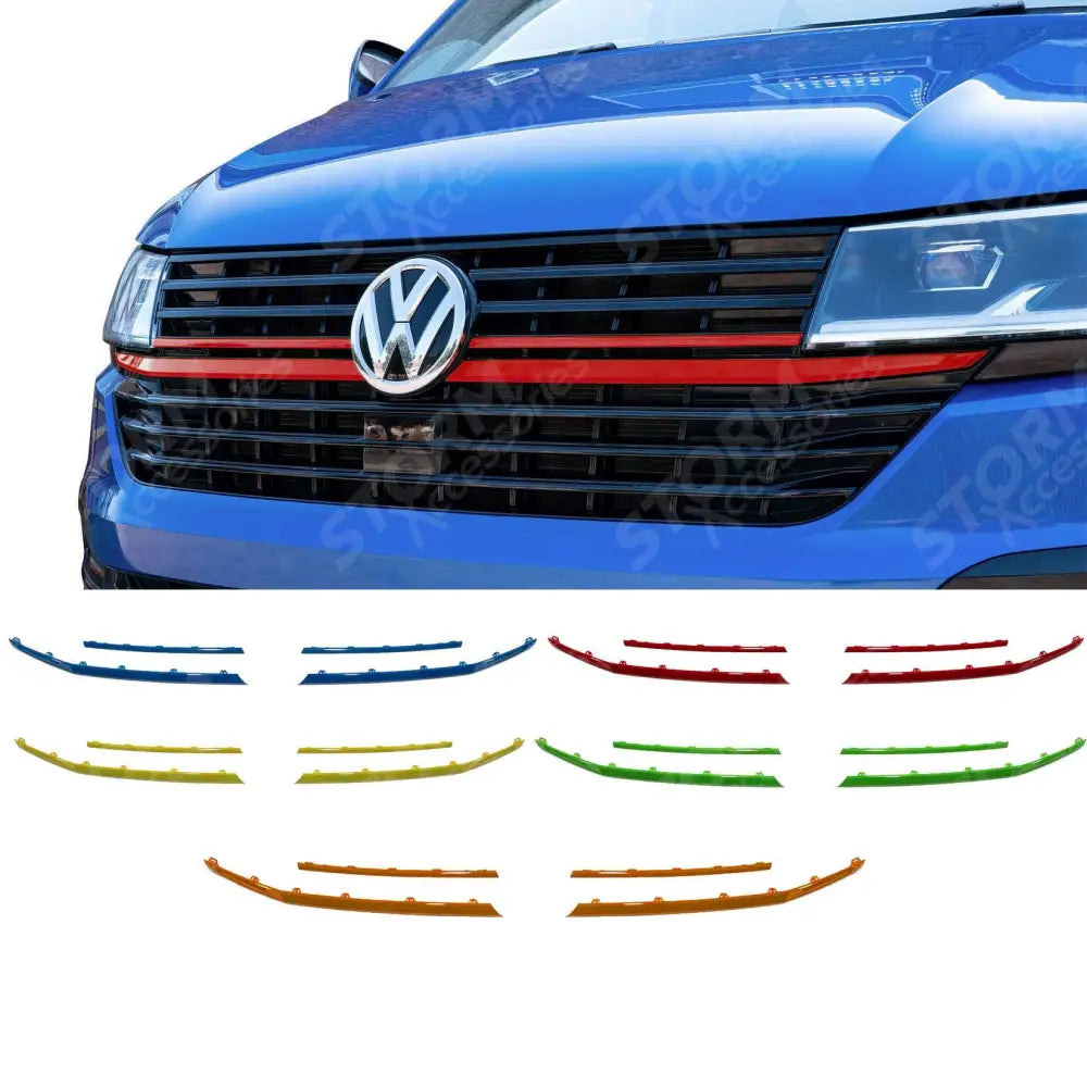Vw T6.1 Transporter Front Radiator Badged Grille Upper Lower Clip In Trim Choose Colour