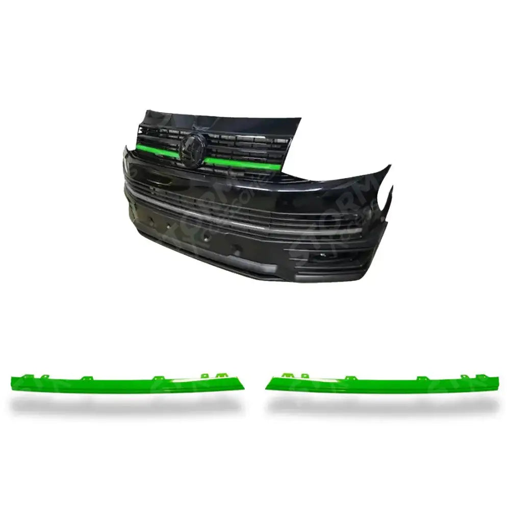 Vw T6 Transporter 2015-2019 Front Upper 2 Piece Clip In Grille Streamer - Choose Colour Green