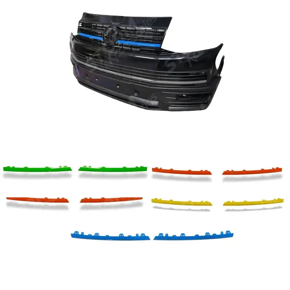 Vw T6 Transporter 2015-2019 Front Upper 2 Piece Clip In Grille Streamer - Choose Colour
