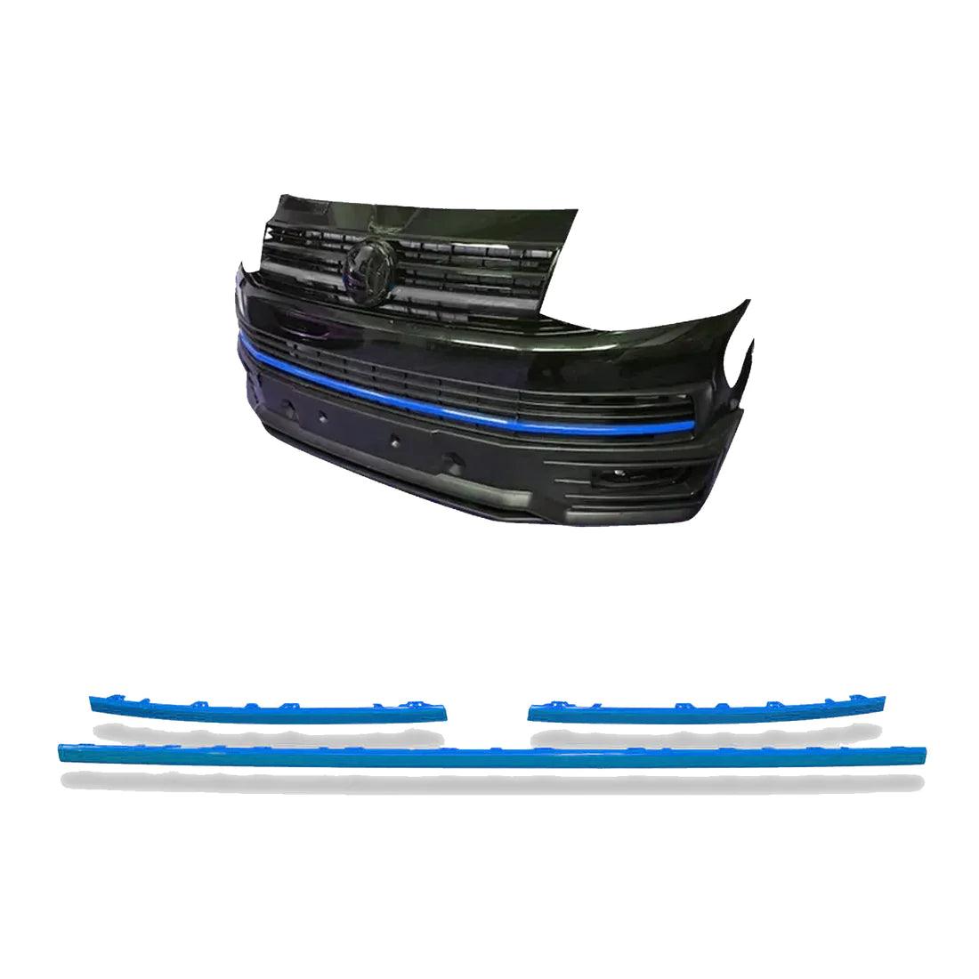 Vw T6 Transporter 2015-2019 Lower 3 Piece Clip In Grille Streamer Choose Colour Blue