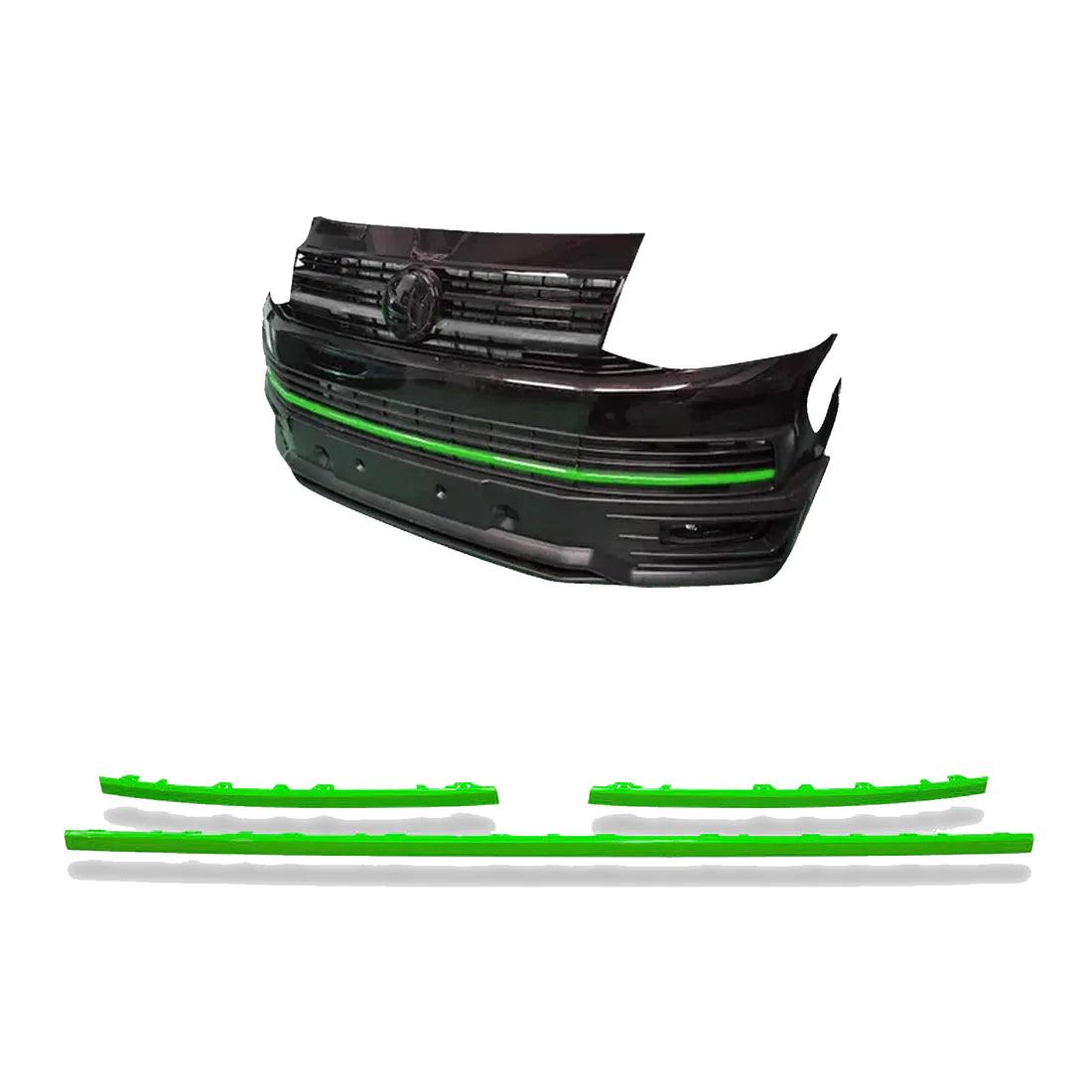 Vw T6 Transporter 2015-2019 Lower 3 Piece Clip In Grille Streamer Choose Colour Green