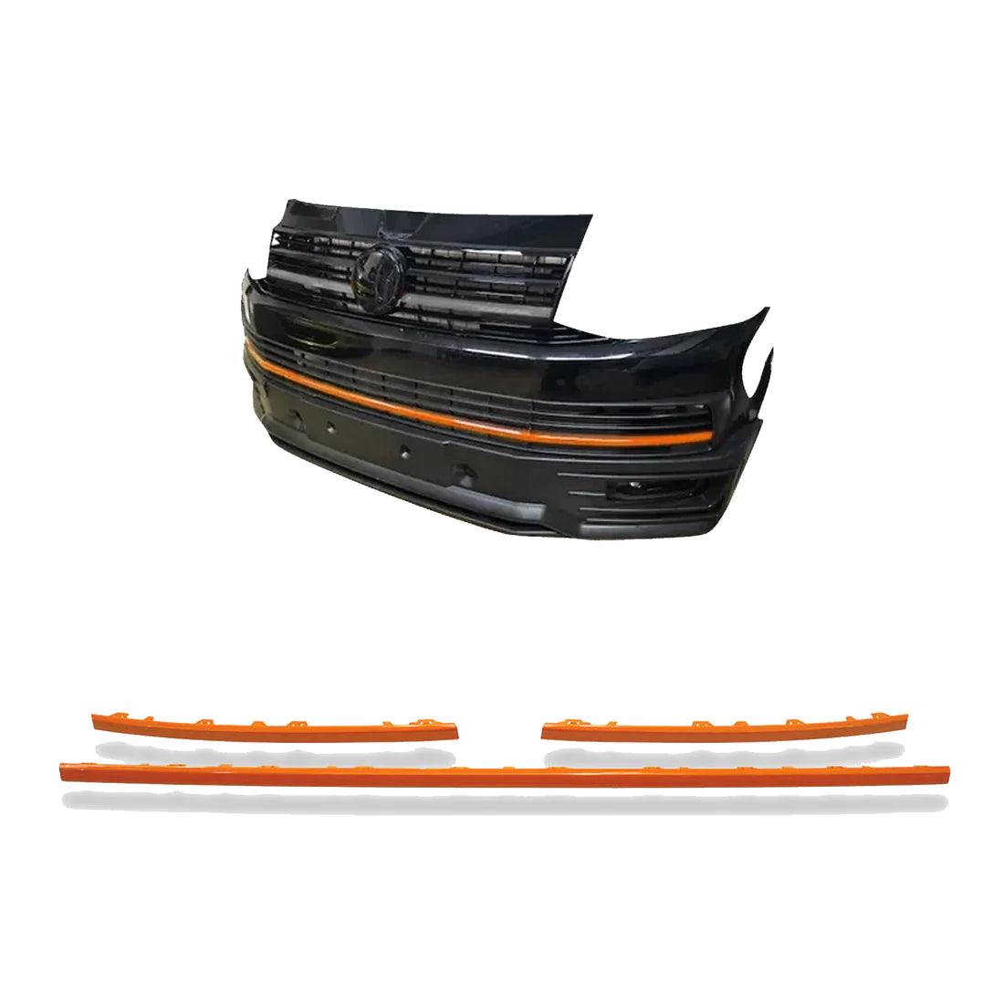 Vw T6 Transporter 2015-2019 Lower 3 Piece Clip In Grille Streamer Choose Colour Orange