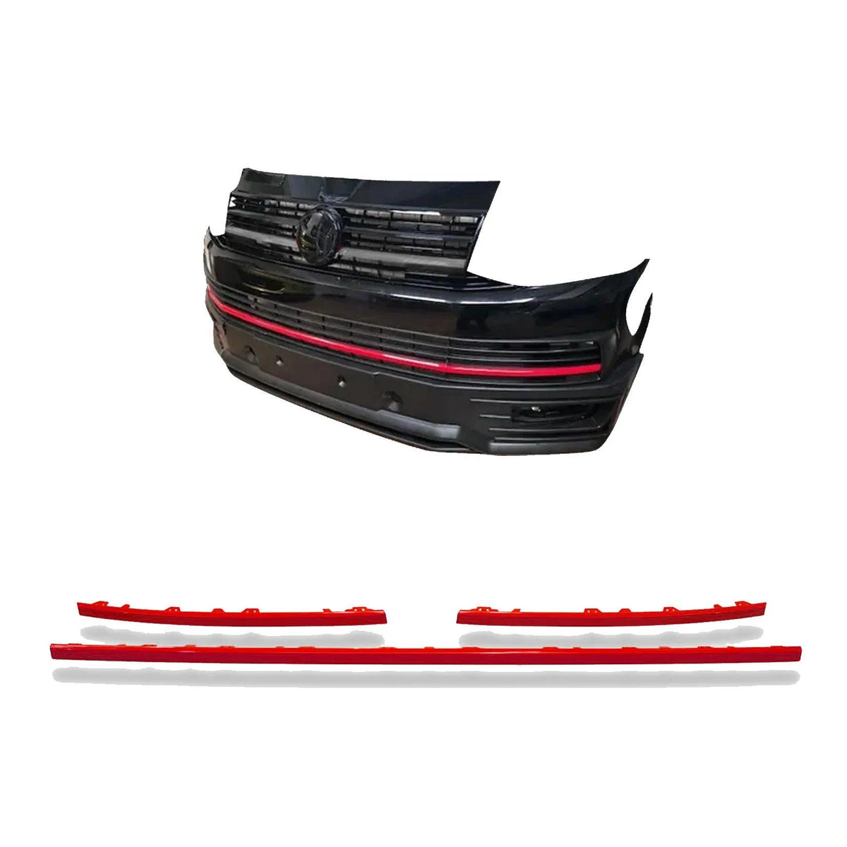 Vw T6 Transporter 2015-2019 Lower 3 Piece Clip In Grille Streamer Choose Colour Red