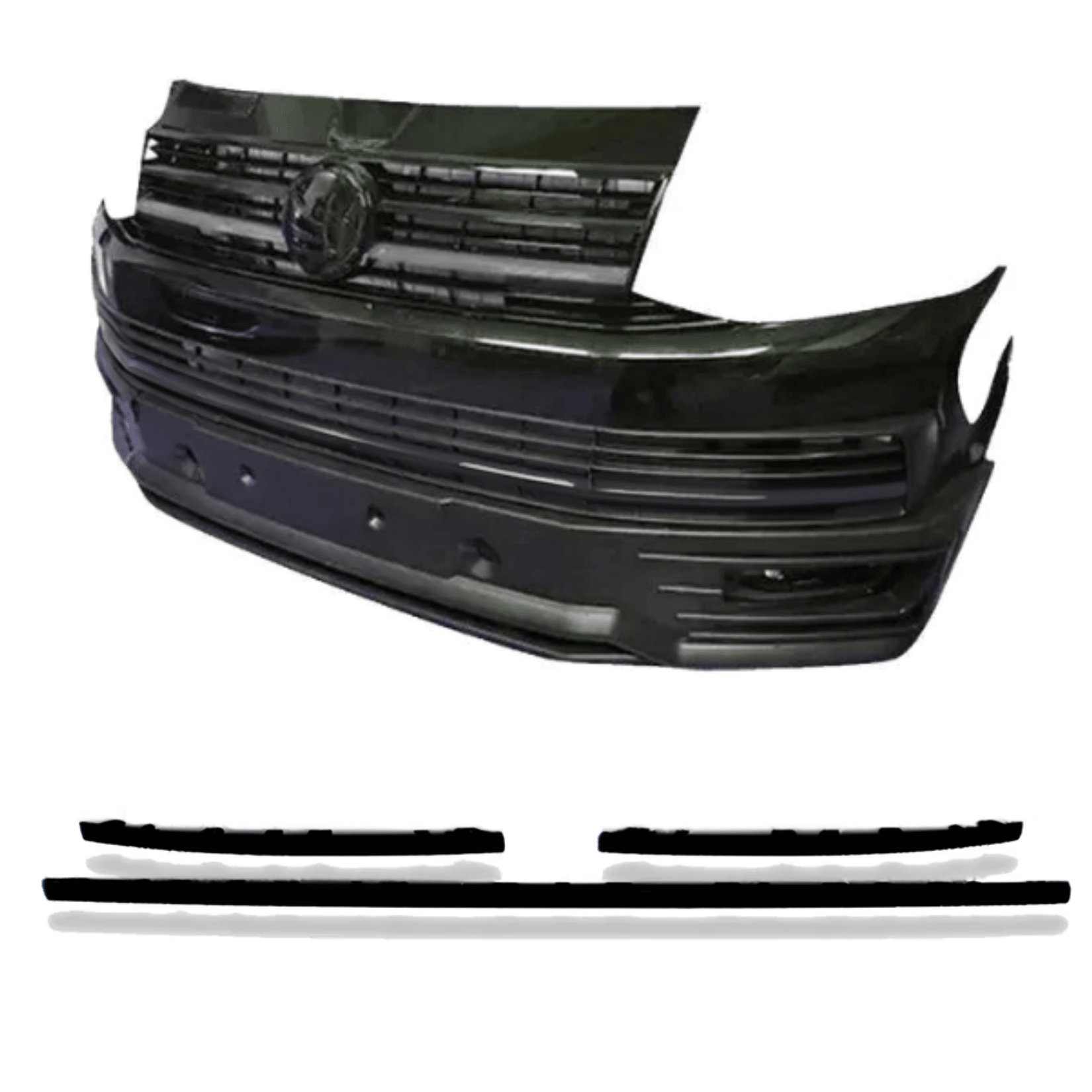 Vw T6 Transporter 2015-2019 Lower 3 Piece Clip In Grille Streamer Choose Colour Gloss Black