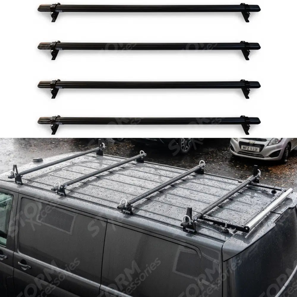 Vw Transporter T5 2003 - 2024 Ridgerack Roof Rack - 4 Bar Style - Black