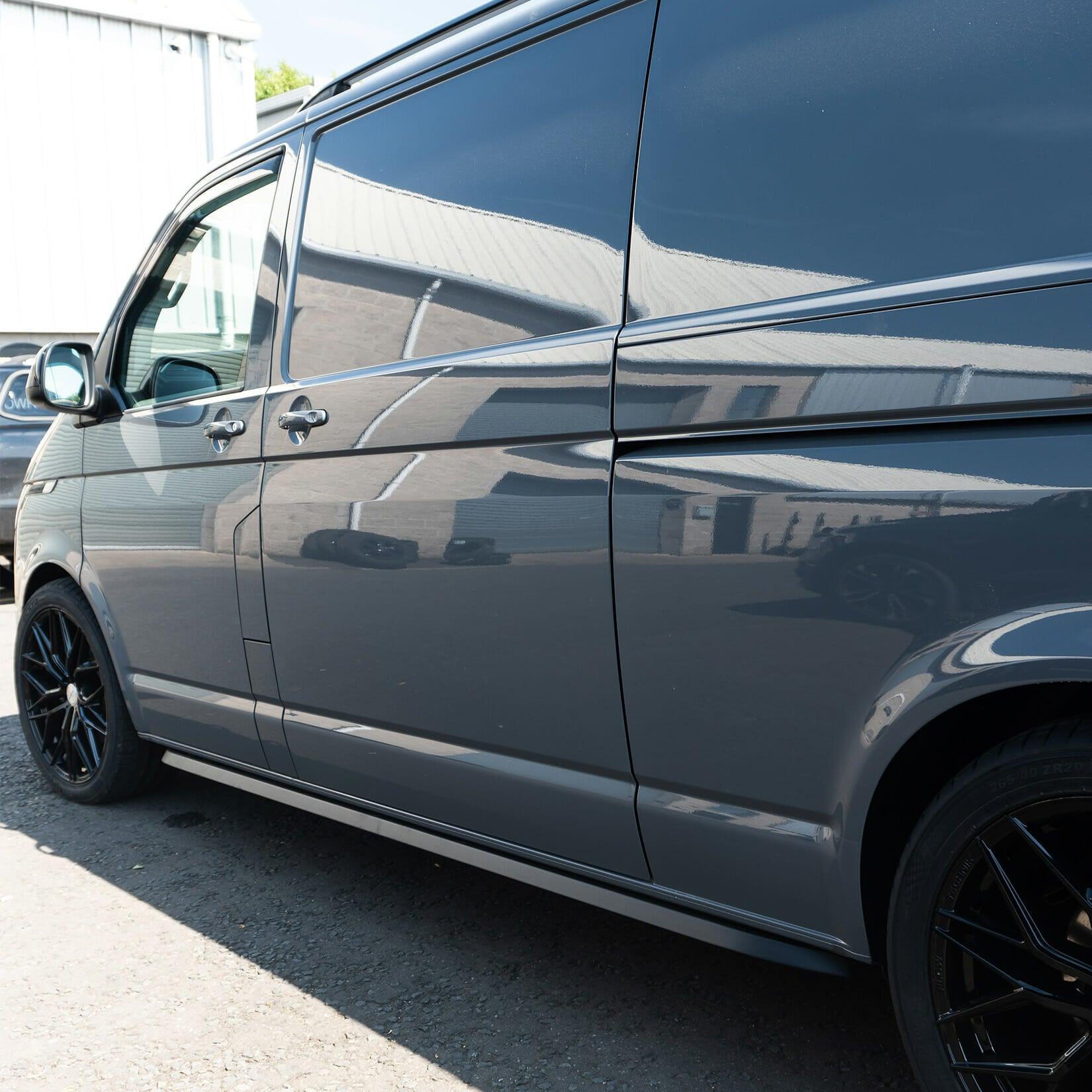 Vw Transporter T5 & T6 Swb 2003-2023 Trapezoid Side Bars In Matt Black