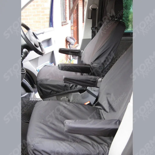 Vw Transporter T5 T6 2010 - 2024 - Front Pair No Armrest Seat Covers - Black