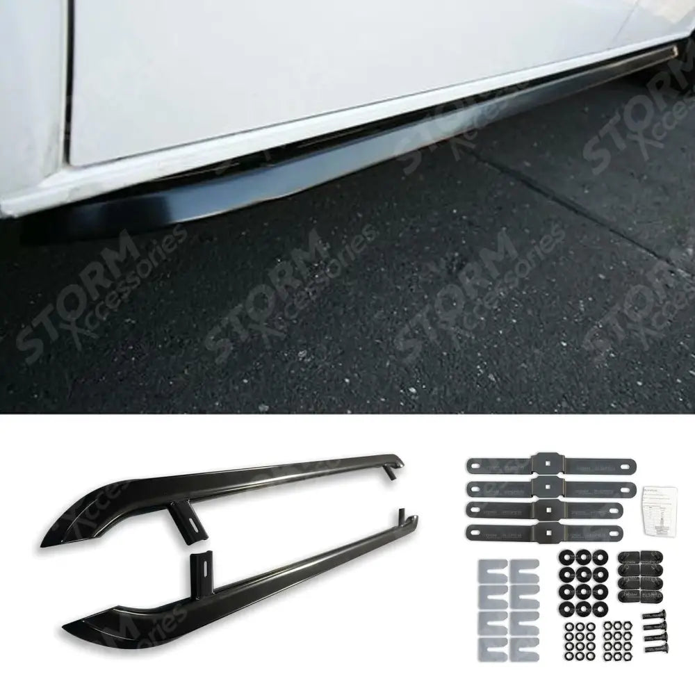 Vw Transporter T5 & T6 Swb 2003-2023 Trapezoid Side Bars In Gloss Black