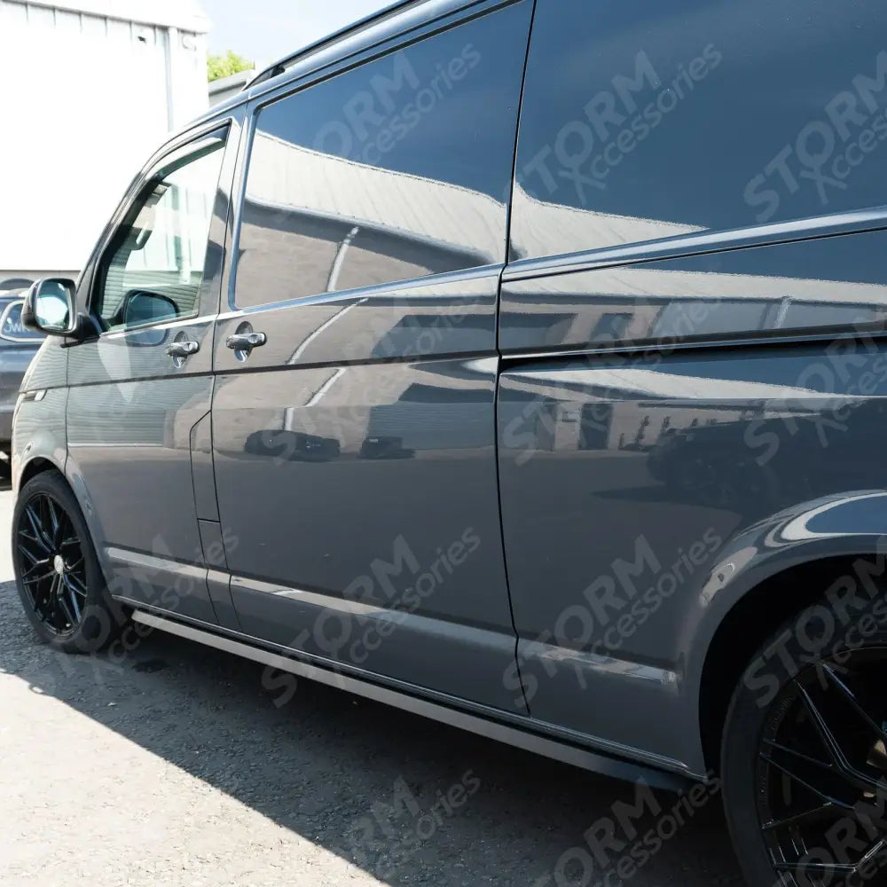 Vw Transporter T5 & T6 Swb 2003-2023 Trapezoid Side Bars In Matt Black