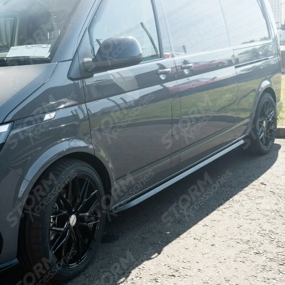 Vw Transporter T5 & T6 Swb 2003-2023 Trapezoid Side Bars In Matt Black