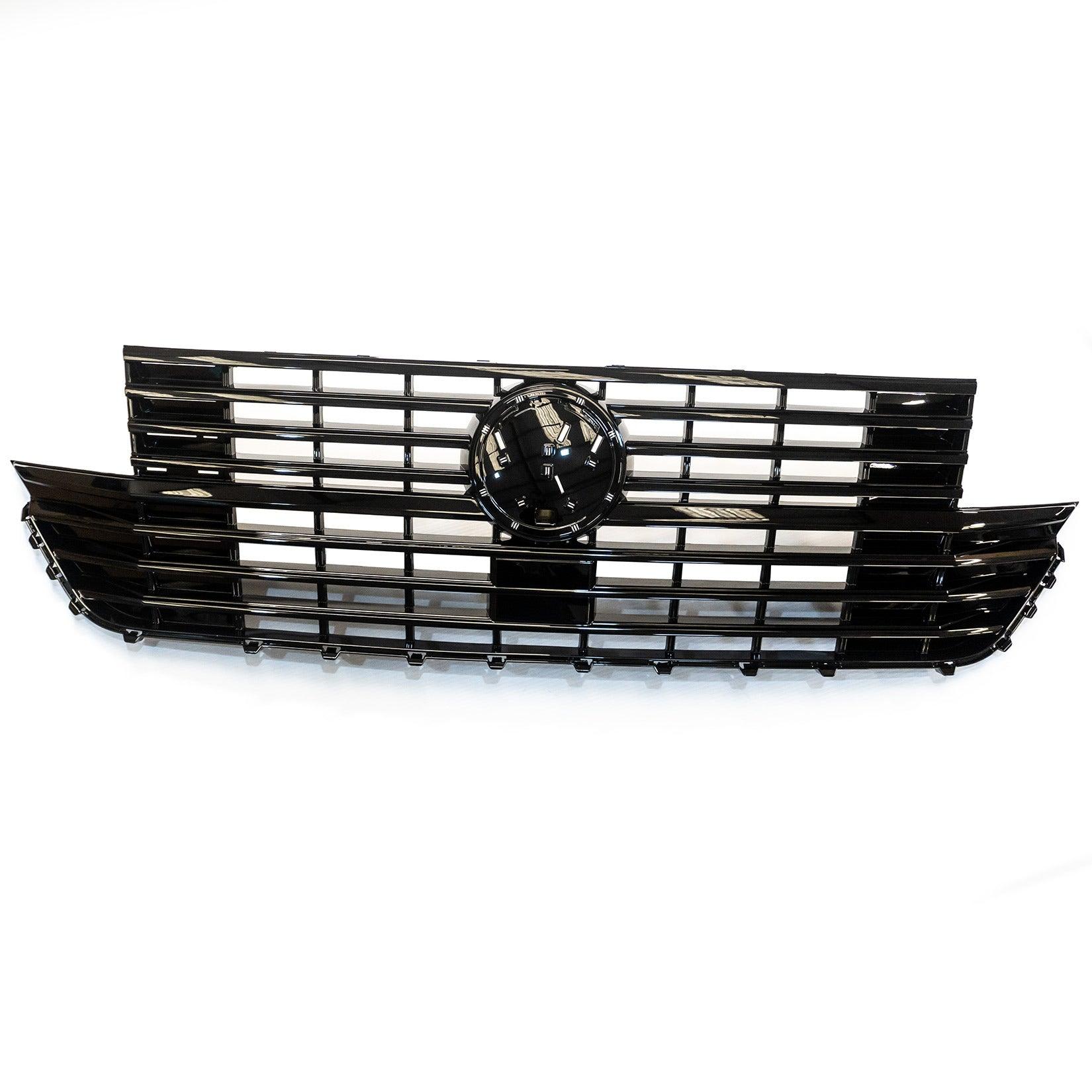 VW TRANSPORTER T6.1 2019 ON REPLACEMENT FRONT GRILL – GLOSS BLACK – BADGED - Storm Xccessories2