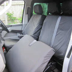 VW TRANSPORTER T6 2011 ON BLACK SEAT COVERS FRONT TRIPLE NO ARMREST - Storm Xccessories