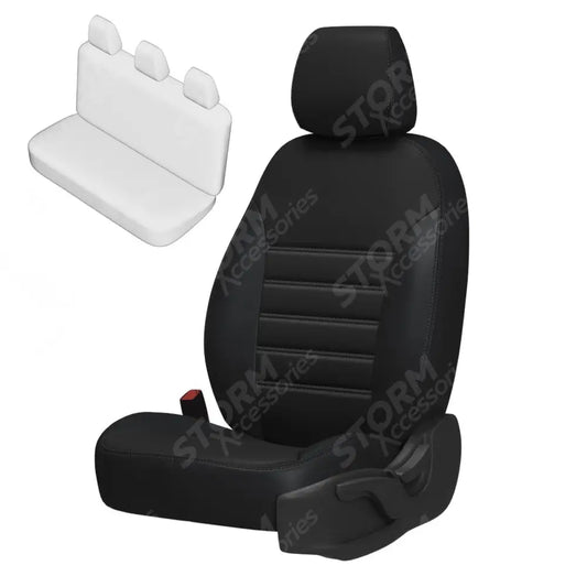 Vw Transporter T6 2016 - 2024 Rear Seat Covers - Pu Leather In Black