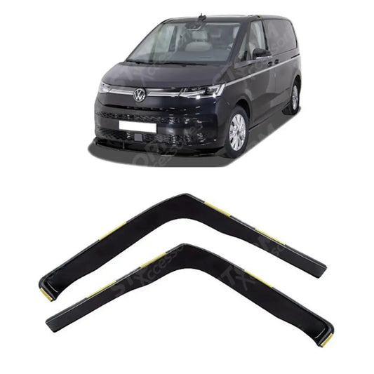 Vw Transporter T7 2020 On Stx Internal Wind Deflectors - 2pcs - Clip In Fitment - Dark Smoke