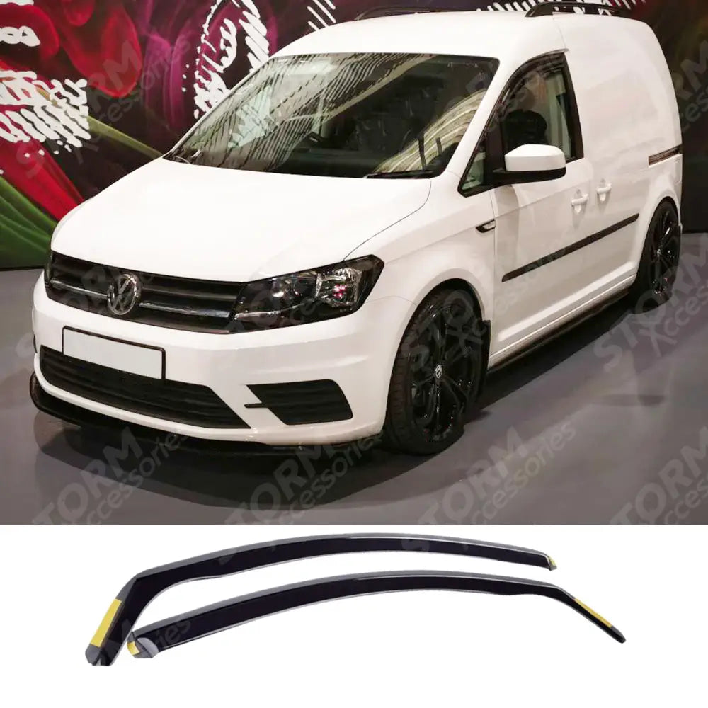 W130 - Vw Caddy 2015 On Stx Internal Wind Deflectors - 2pcs - Clip In Fitment - Dark Smoke