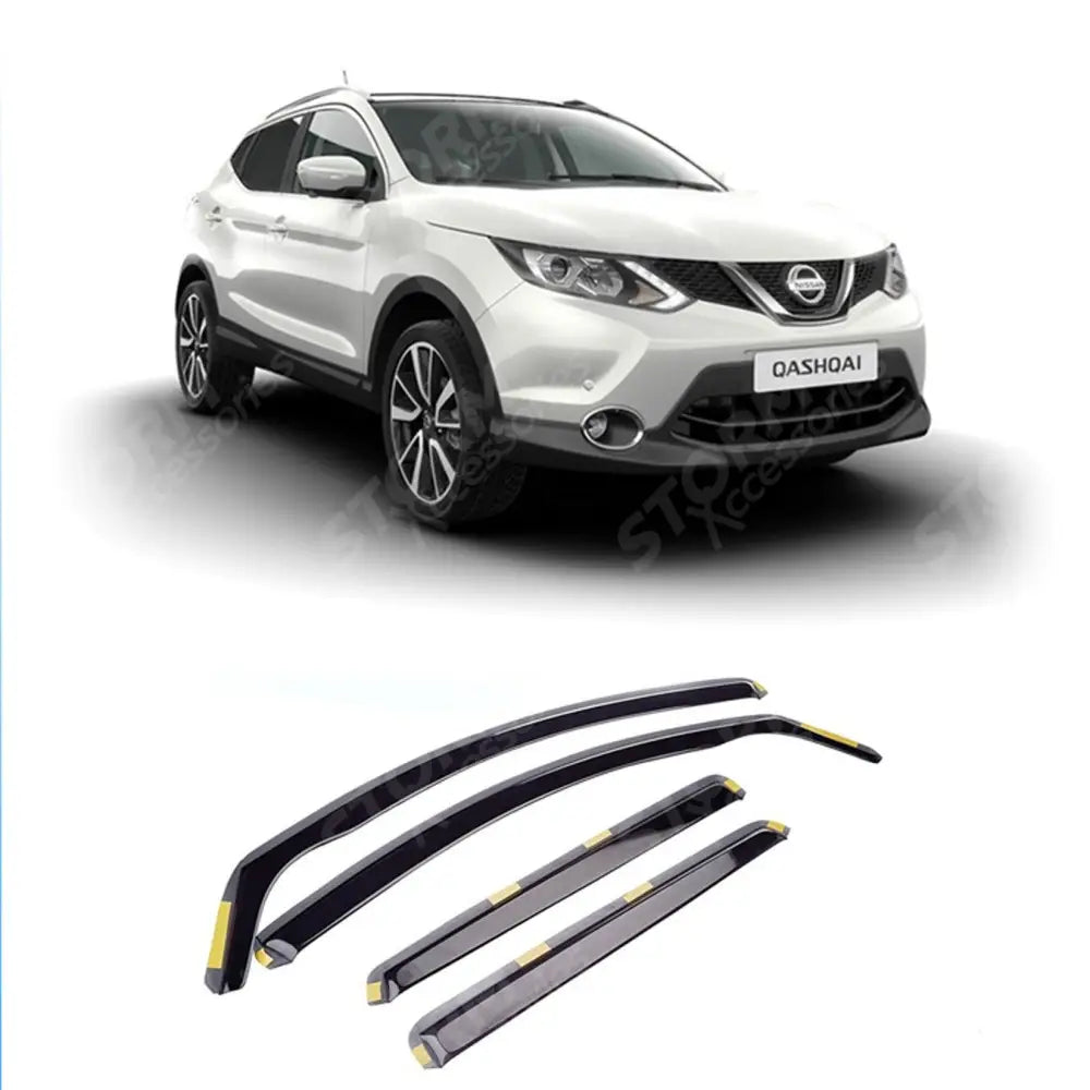 W150 - Nissan Qashqai 2014 On Stx Wind Deflectors 4pcs Set - Internal Fit - Dark Smoke