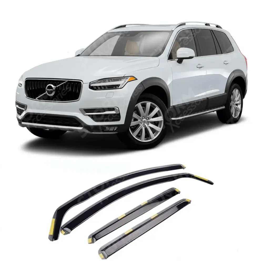 W163 - Volvo Xc90 2015 On Stx Internal Wind Deflectors - 4pcs - Clip In Fitment - Dark Smoke