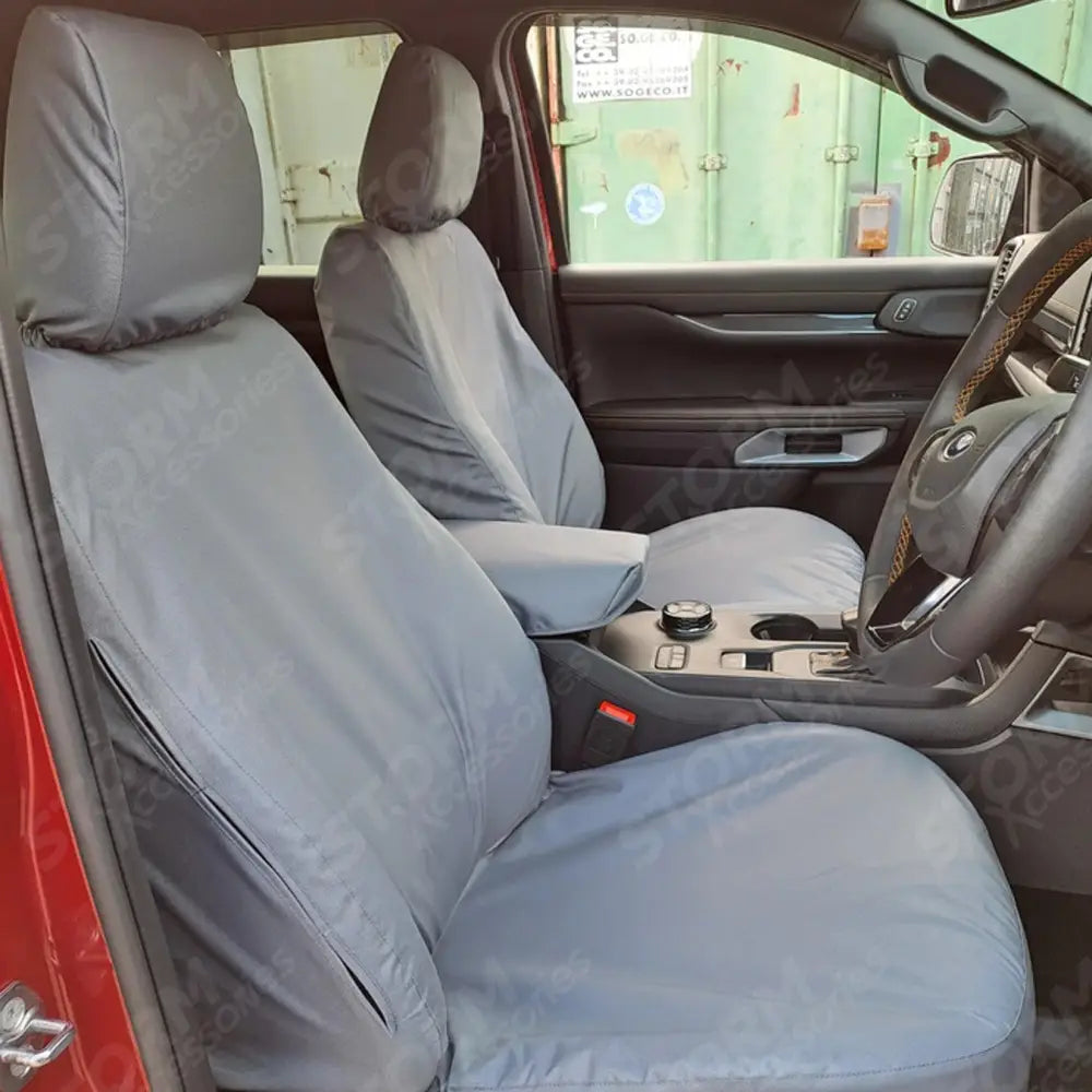 Wildtrak Double Cab Front Seat Covers Pair Grey For Ford Ranger 2023+