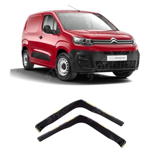 Wind Deflectors 2 Pcs Set Internal Fit Dark Smoke W104 For Citroen Berlingo - Peugeot Partner 2018 On