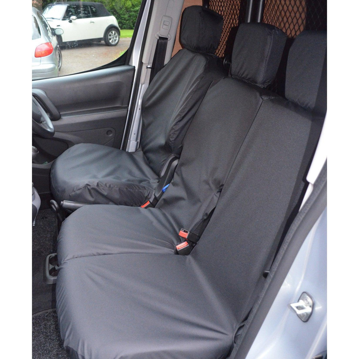 CITROEN BERLINGO 2018 ON - TOYOTA PROACE CITY 2020 ON DRIVER AND DOUBLE PASSENGER FRONT SEAT COVERS – BLACK - Storm Xccessories2